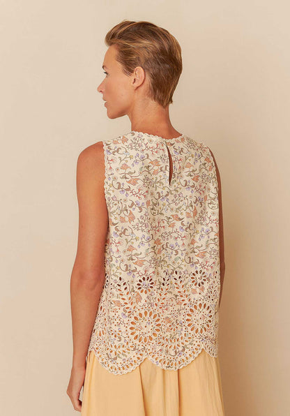 Embroidered Poplin T Mc196 Crudo